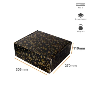 Eleganckie pudełko na prezent 305x270x110 3W 490g złoty nadruk