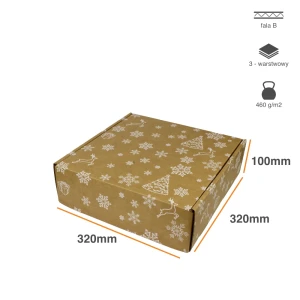 Karton świąteczny 320x320x100 3W B 460g śnieżynki