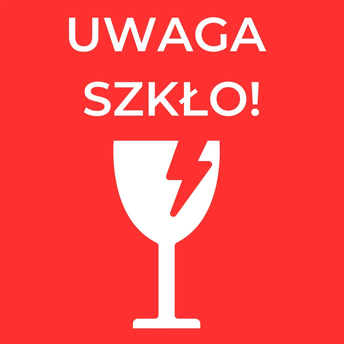 Etykiety samoprzylepne UWAGA SZKŁO 100 szt.